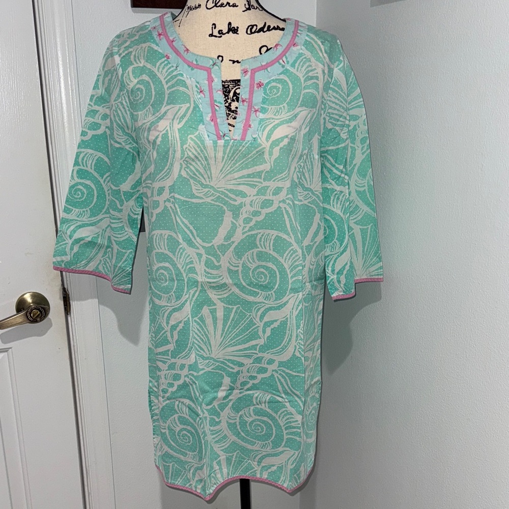 Lily Pulitzer beach Green and White Patterned Tunic Dress